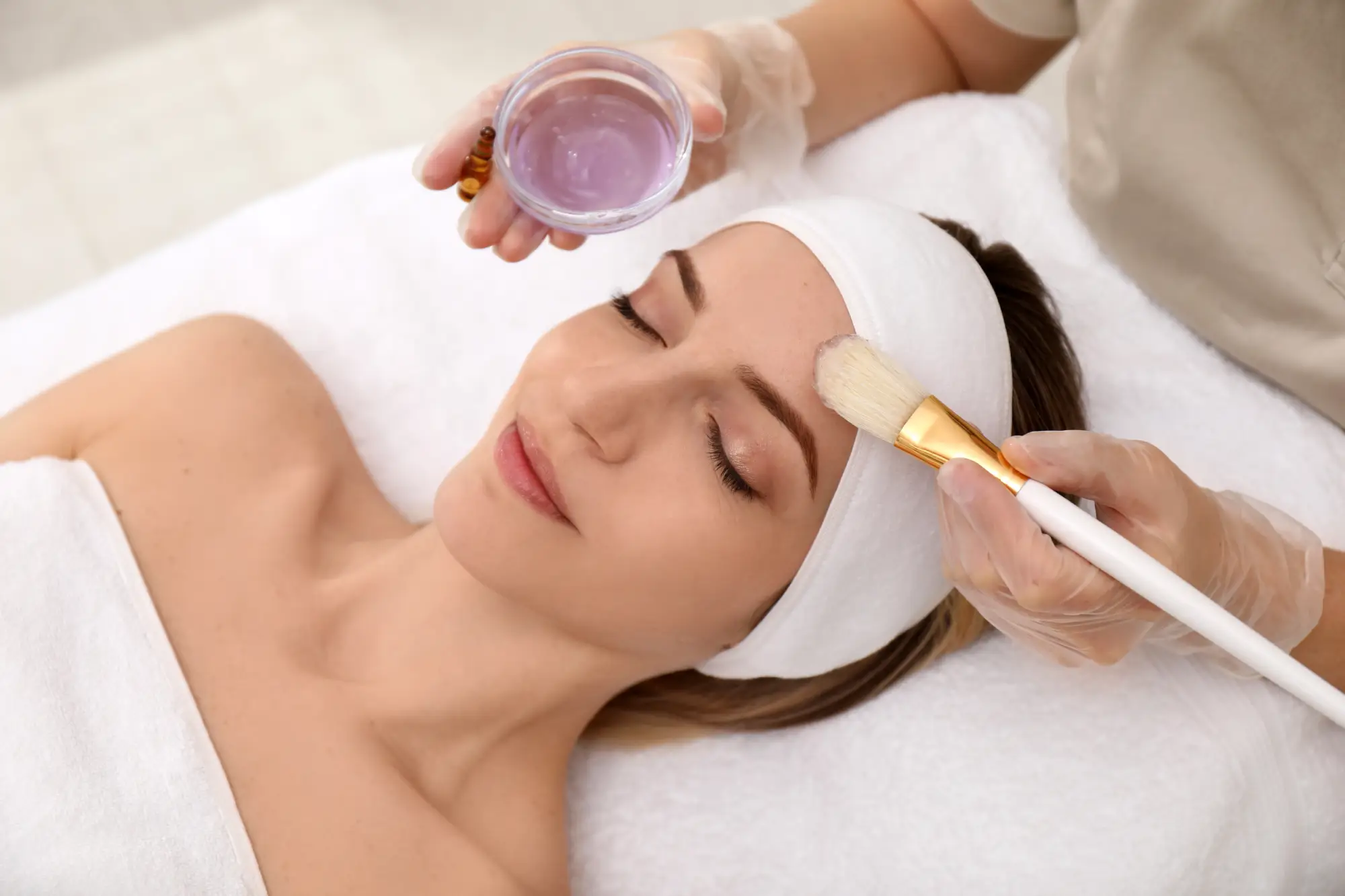 A woman getting a Chemical peel in Cary, NC